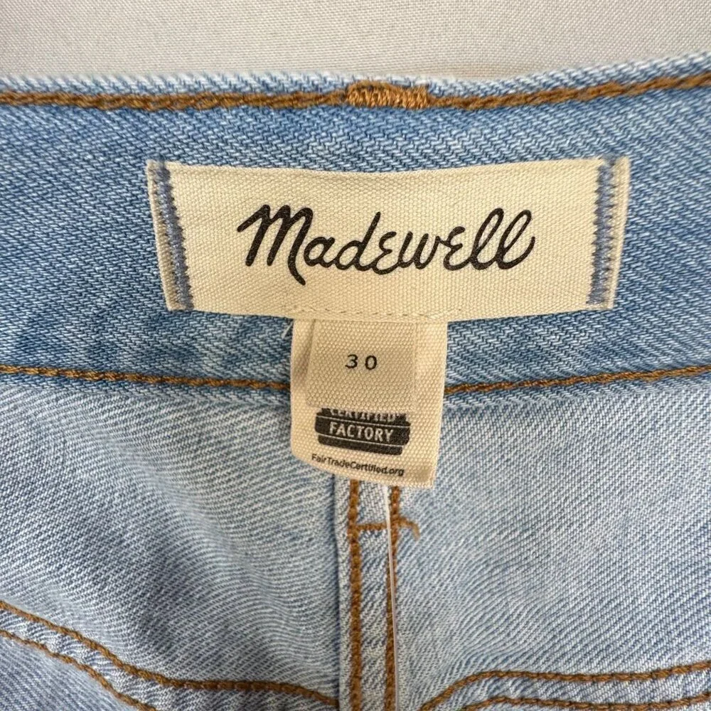 Madewell The Rilee Denim Fitzgerald Ultra Light Wash Midi Skirt Size 30
